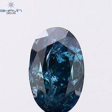 0.18 CT Oval Shape Natural Diamond Blue Color I3 Clarity (4.12 MM)