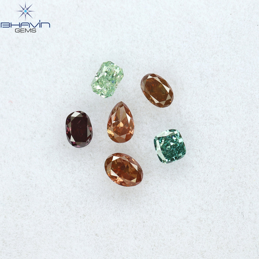 0.41 CT/6 個入り ミックスシェイプ 天然ダイヤモンド ミックスカラー SI2 クラリティ (3.15 MM)
