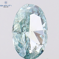 0.14 CT Oval Shape Natural Diamond Greenish Blue Color SI1 Clarity (4.07 MM)