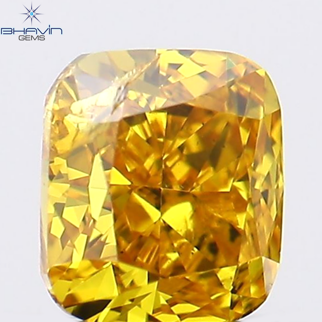 0.23 CT Natural Cushion Diamond Enhanced Orange Color Clarity SI2 (3.47 MM)