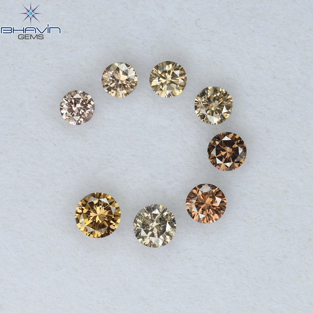 0.61 CT/8 Pcs Natural Round Diamond Brown Pink (Argyle) Color Clarity SI (3.15 MM)