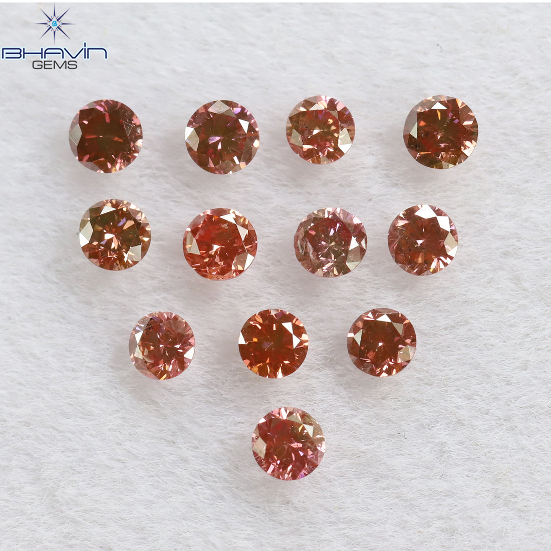 0.40 CT/12 個 ラウンド シェイプ ナチュラル ルース ダイヤモンド ピンク カラー SI クラリティ (2.15 MM)
