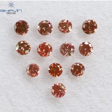 0.40 CT/12 Pcs Round Shape Natural Loose Diamond Pink Color SI Clarity (2.15 MM)