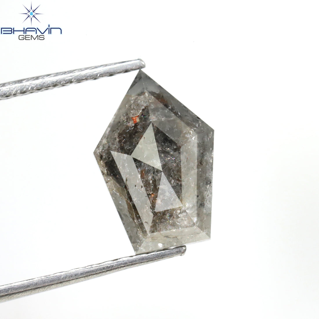 1.62 CT スクエア カット形状 天然ダイヤモンド ソルト アンド ペッパー カラー I3 クラリティ (6.94 MM)