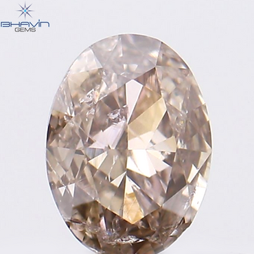 0.27 CT Oval Shape Natural Diamond Brown-Pink Color SI1 Clarity (4.66 MM)