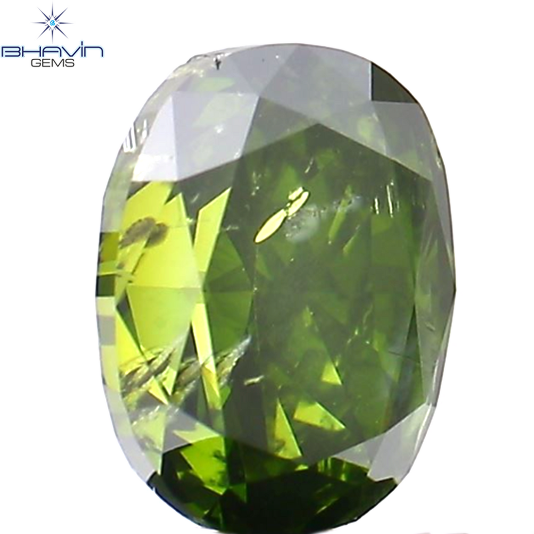 0.15 CT オーバル シェイプ ナチュラル ダイヤモンド グリーン カラー SI1 クラリティ (3.73 MM)