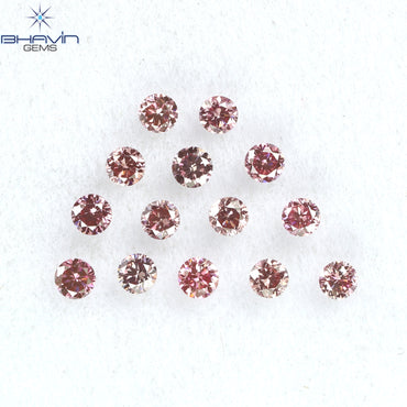 0.30 CT/14 PCS Round Diamond Vivid Pink Color Natural Diamond VS Clarity (1.70 MM)