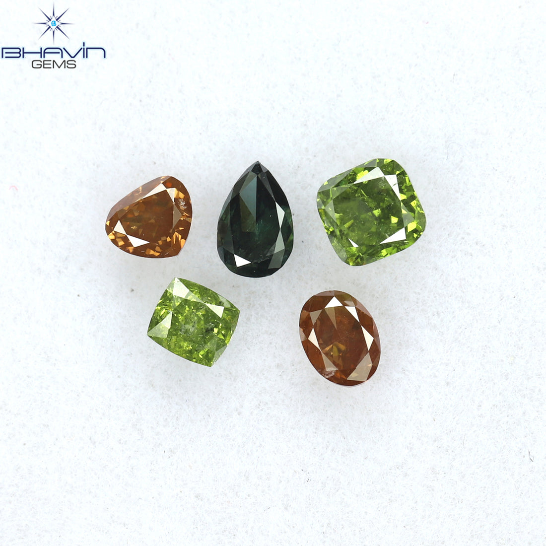 0.64 CT/5 ピース ミックス シェイプ ナチュラル ダイヤモンド ミックス カラー I1 クラリティ (3.33 MM)