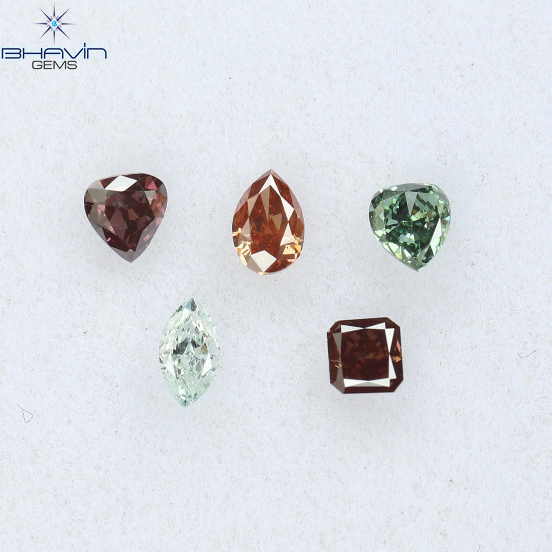 0.29 CT/5 個 ミックス シェイプ 天然ダイヤモンド ミックス カラー SI2 クラリティ (3.26 MM)