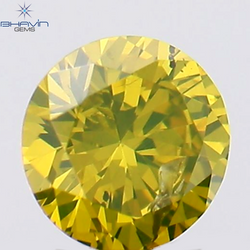 0.12 CT Round Shape Natural Diamond Green Yellow Color SI1 Clarity (3.27 MM)