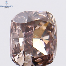 0.25 CT Cushion Shape Natural Diamond Pink(Brown) Color VS2 Clarity (3.58 MM)