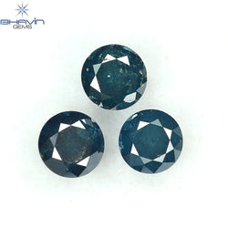 0.73 CT/3 Pcs Round Diamond Blue Diamond Natural Diamond I3 Clarity (3.88 MM)