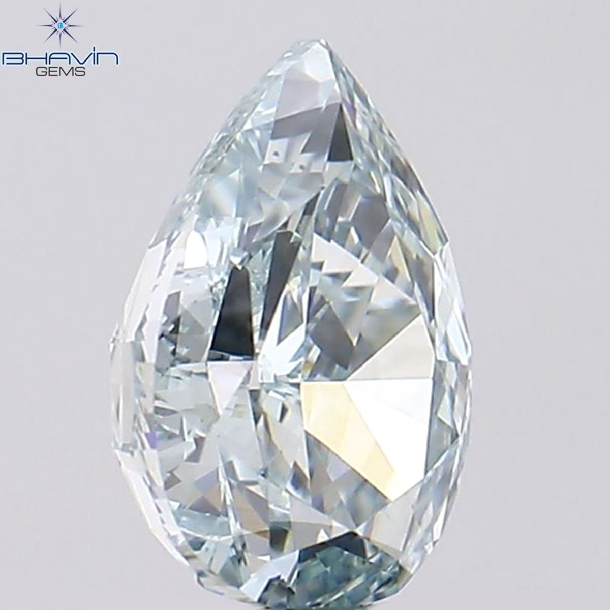 1.02 CT Natural Pear Diamond Enhanced Greenish Blue Color Clarity VS2 (7.52 MM)