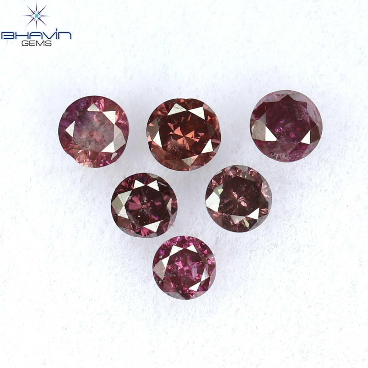 0.26 CT/6 Pcs Natural Round Diamond Enhanced Pink Color Clarity I1 (2.25 MM)
