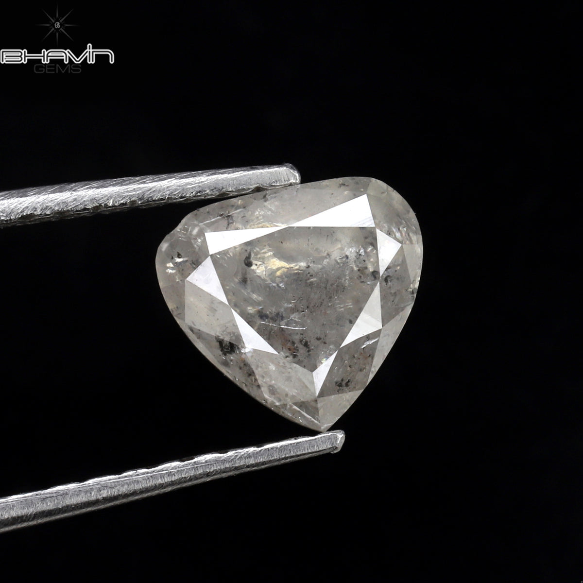 1.07 CT Natural Heart Diamond White Milky Color Clarity I3 (6.62 MM)