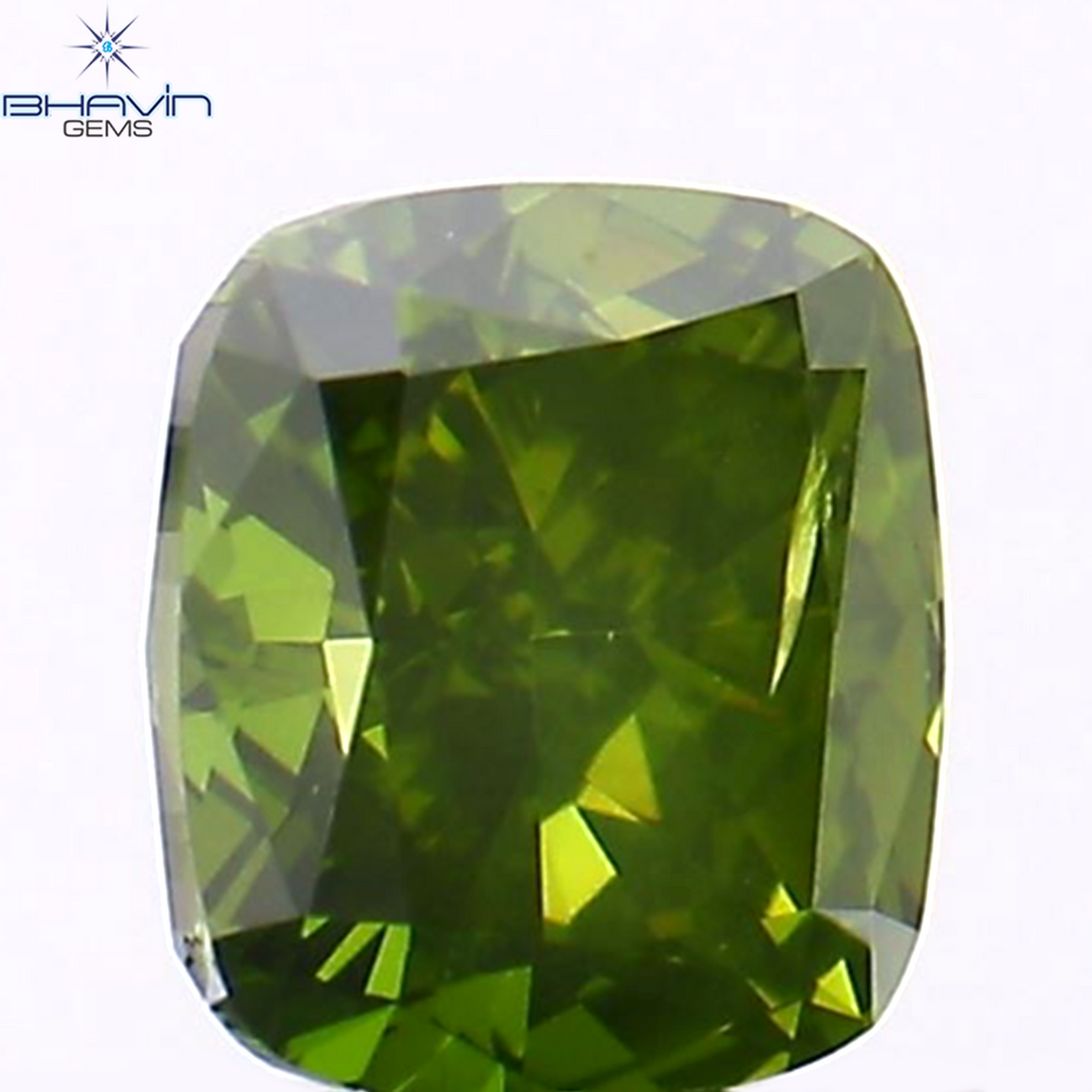 0.39 CT Natural Cushion Diamond Enhanced Green Color Clarity VS2 (4.26 MM)