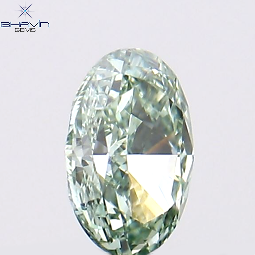 0.10 CT オーバルシェイプ ナチュラル ダイヤモンド ブルーイッシュ グリーン カラー VS1 クラリティ (3.55 MM)