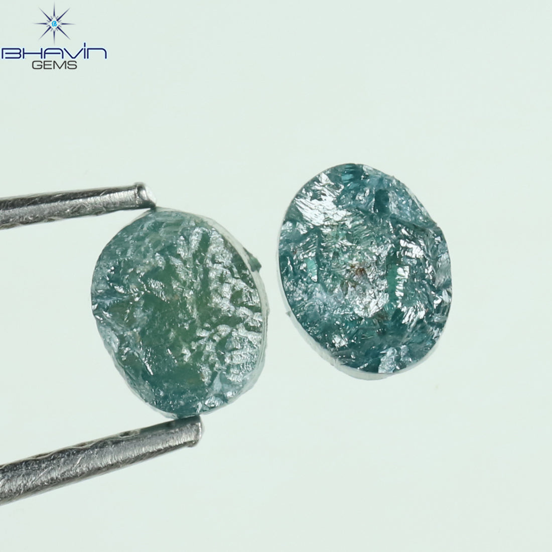 1.05 CT、ノーカット ポルキ シェイプ、天然ダイヤモンド、ブルー カラー、I3 クラリティ (5.42 MM)