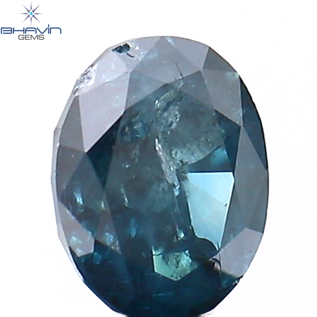 0.37 CT オーバル シェイプ ナチュラル ダイヤモンド グリーンがかったブルー カラー SI1 クラリティ (5.36 MM)