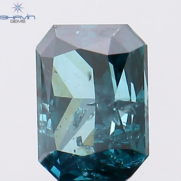 0.39 CT Radiant Shape Natural Diamond Blue Color I1 Clarity (4.58 MM)