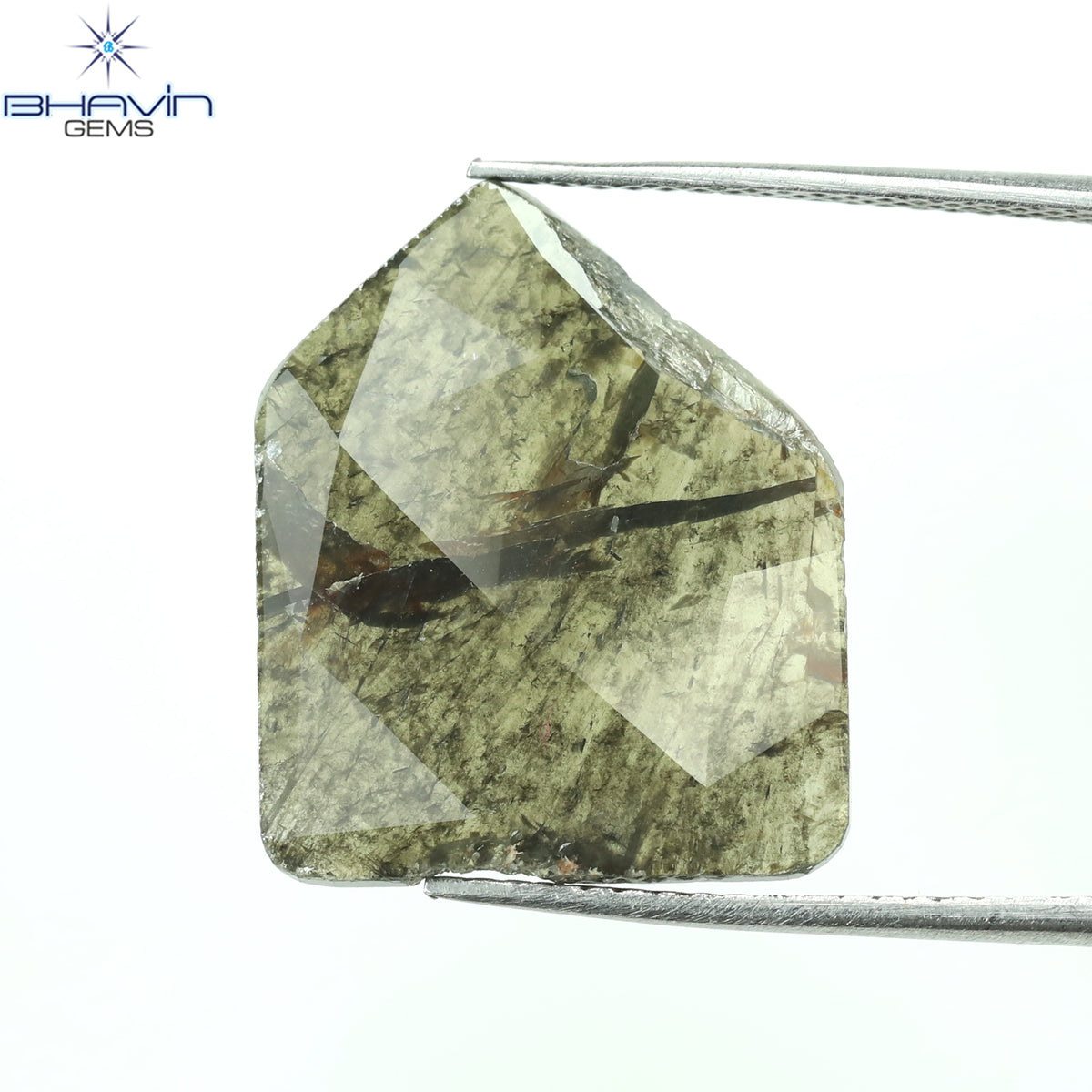 5.43 CT Natural Slice Diamond Greyish Green Color Clarity I3 (18.60 MM)