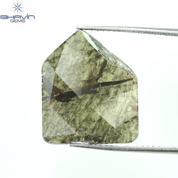 5.43 CT Natural Slice Diamond Greyish Green Color Clarity I3 (18.60 MM)