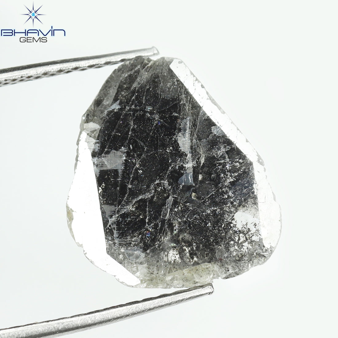 2.26 CT スライス シェイプ ナチュラル ダイヤモンド ソルト アンド ペッパー カラー I3 クラリティ (13.45 MM)