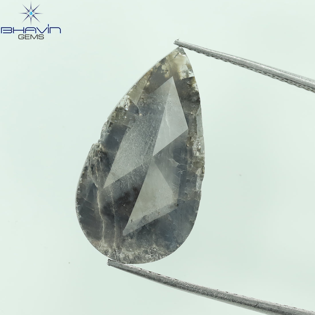 4.68 CT Natural Pear Slice Diamond Gray Color Clarity I3 (22.00 MM)