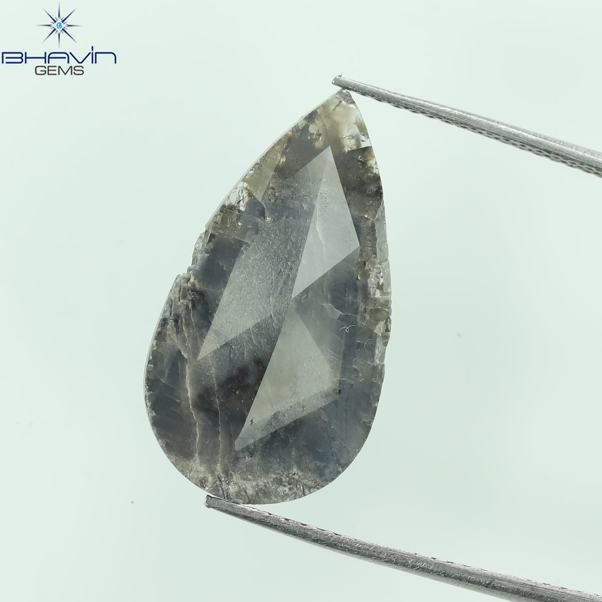 4.68 CT Natural Pear Slice Diamond Gray Color Clarity I3 (22.00 MM)
