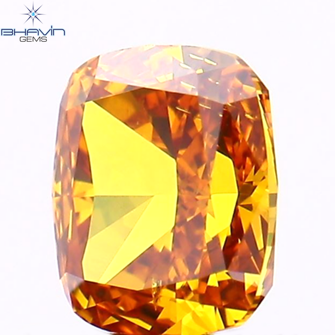 0.34 CT Natural Cushion Diamond Enhanced Orange Color Clarity VS2 (4.25 MM)