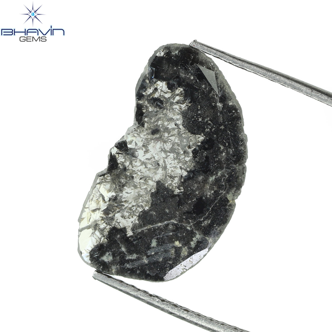 2.15 CT スライス シェイプ ナチュラル ダイヤモンド ソルト アンド ペッパー カラー I3 クラリティ (16.58 MM)