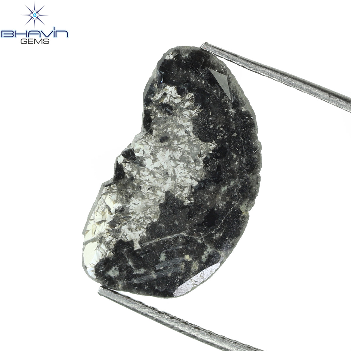 2.15 CT スライス シェイプ ナチュラル ダイヤモンド ソルト アンド ペッパー カラー I3 クラリティ (16.58 MM)
