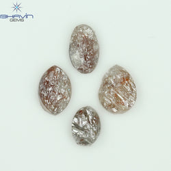 1.85 CT /4 Pcs Uncut Shape Brown Natural Loose Diamond I3 Clarity (6.48 MM)