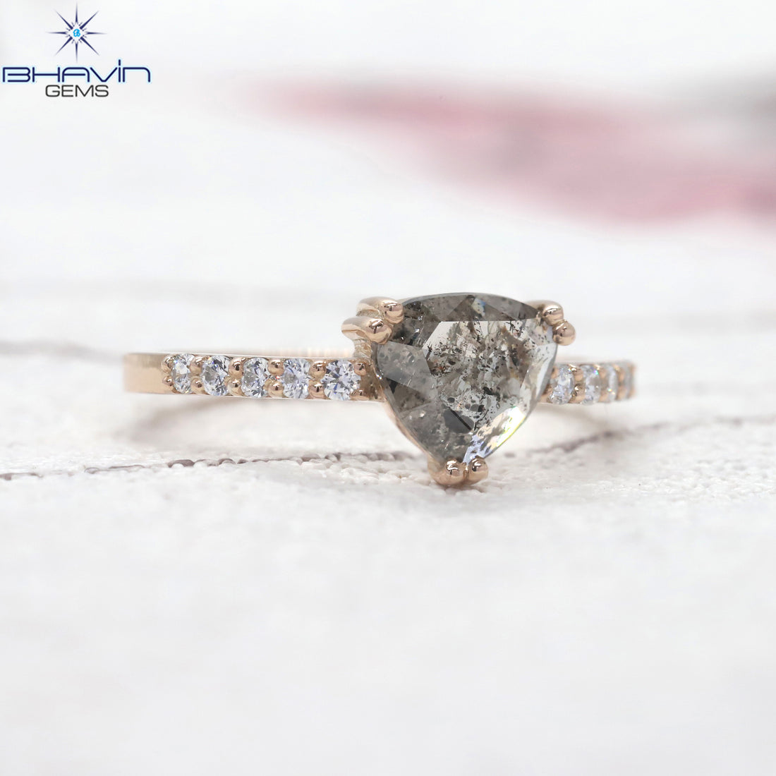 Heart Diamond Salt And Pepper Diamond Natural Diamond Ring Engagement Ring
