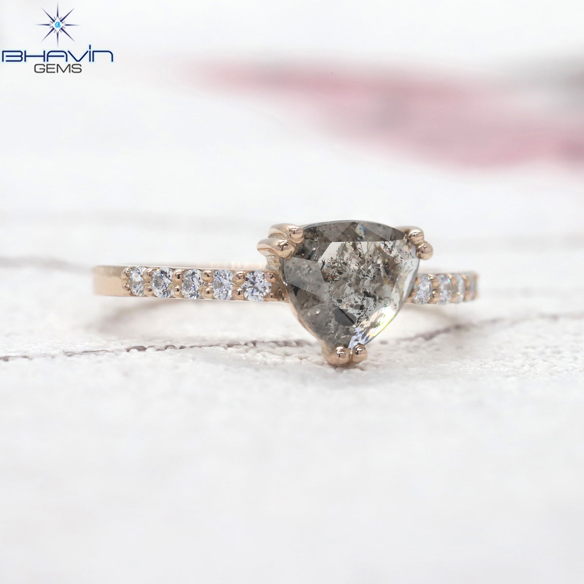 Heart Diamond Salt And Pepper Diamond Natural Diamond Ring Engagement Ring