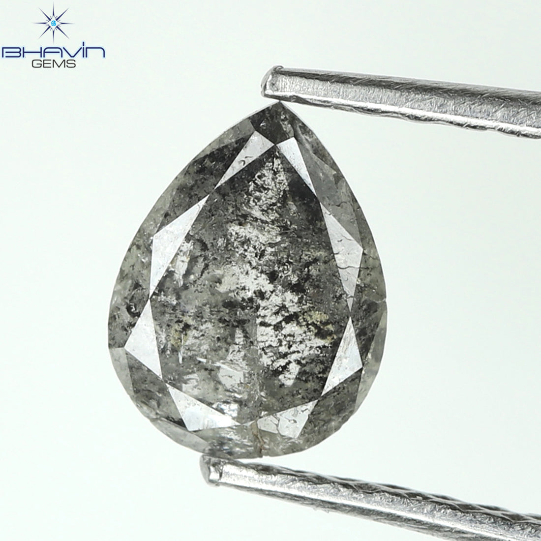 0.57 CT ペアシェイプ ナチュラル ルース ダイヤモンド ソルト アンド ペッパー カラー I3 クラリティ (6.42 MM)
