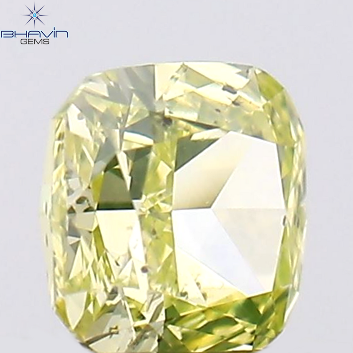 0.14 CT Natural Cushion Diamond Greenish Yellow Color Clarity SI1 (2.94 MM)