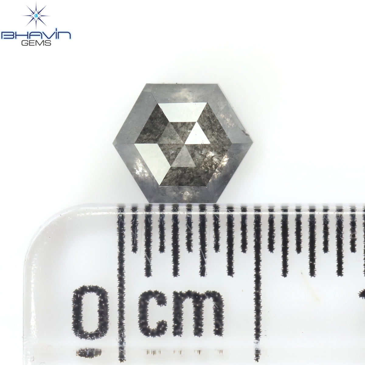 0.48 CT 六角形 天然ルース ダイヤモンド ソルト アンド ペッパー カラー I3 クラリティ (5.06 MM)