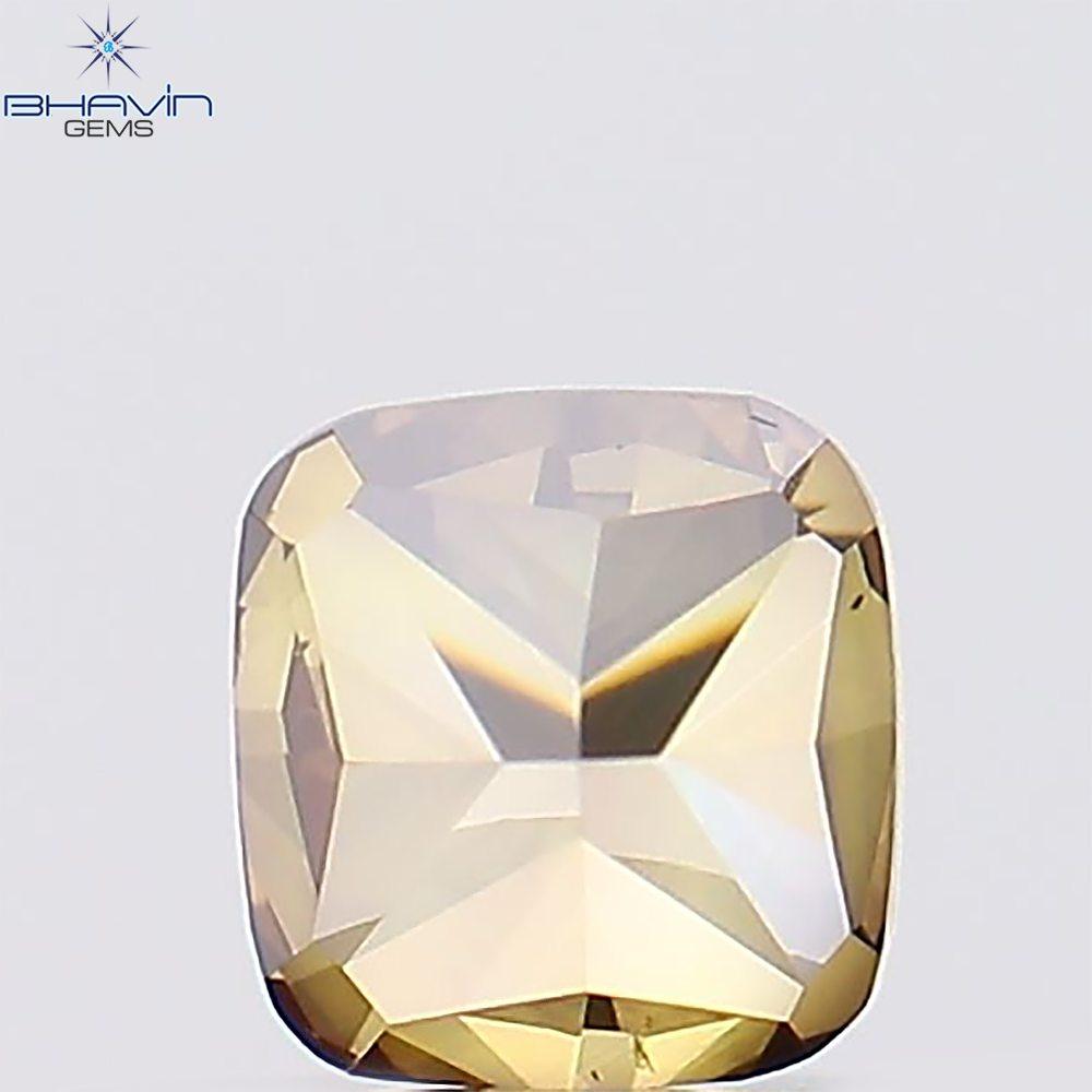 0.37 CT、クッション ダイヤモンド、ブラウン ピンク色、クラリティ VS1 (3.85 MM)