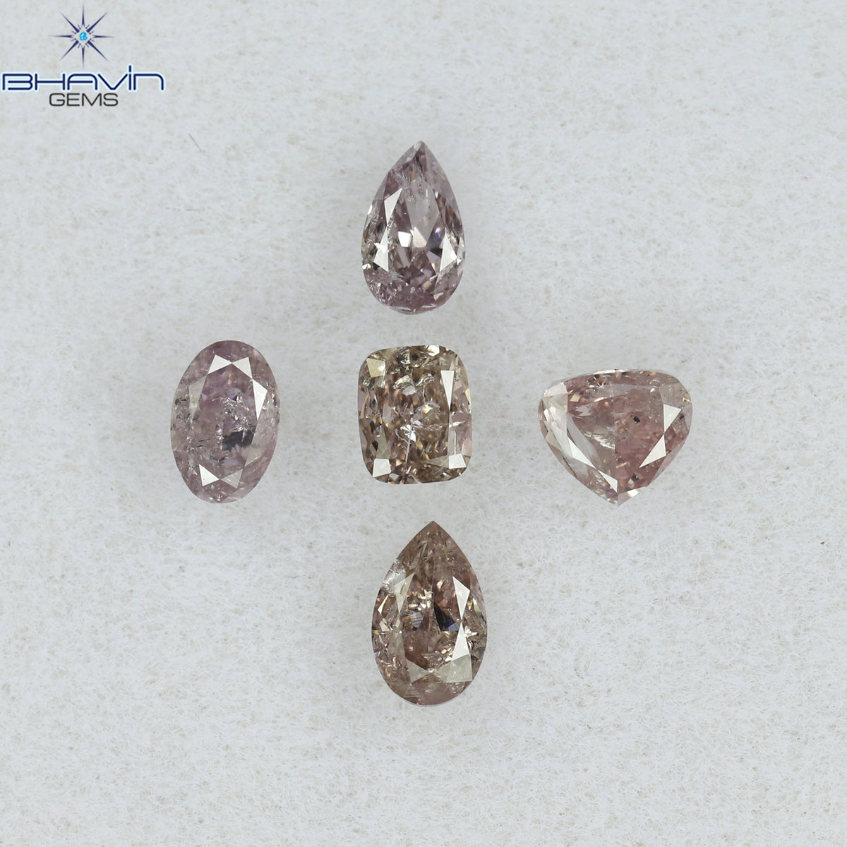0.61 CT/5 Pcs Natural Mix Diamond Pink Color Clarity I1 (3.96 MM)