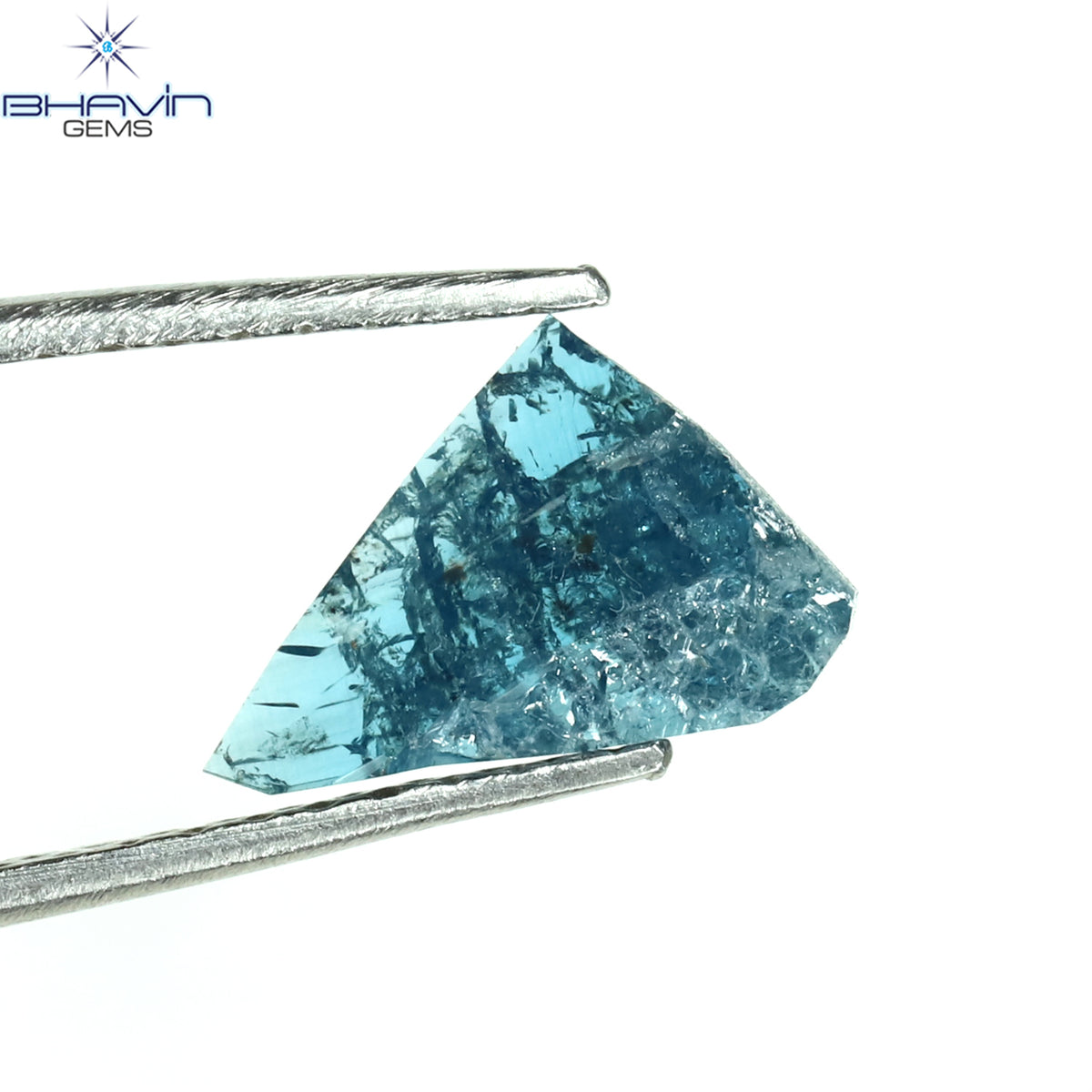 0.43 CT Natural Trapezoid Rough Diamond Enhanced Blue Color Clarity I3 (9.20 MM)