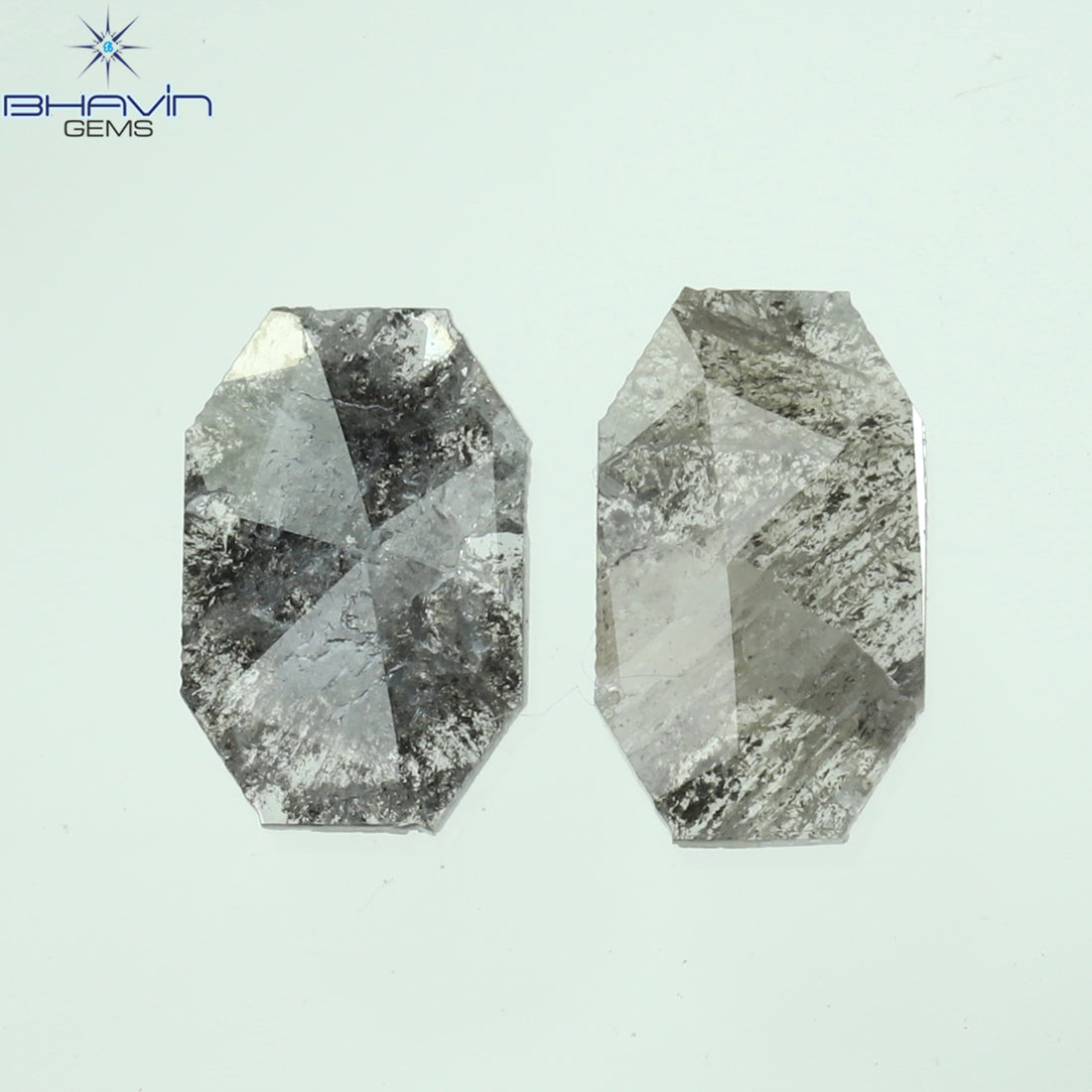 0.92 CT スライス形状 天然ダイヤモンド ソルト アンド ペッパー カラー I3 クラリティ (10.75 MM)