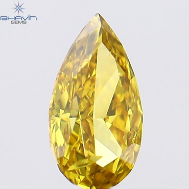 0.18 CT Pear Shape Natural Diamond Orange Yellow Color SI1 Clarity (5.03 MM)