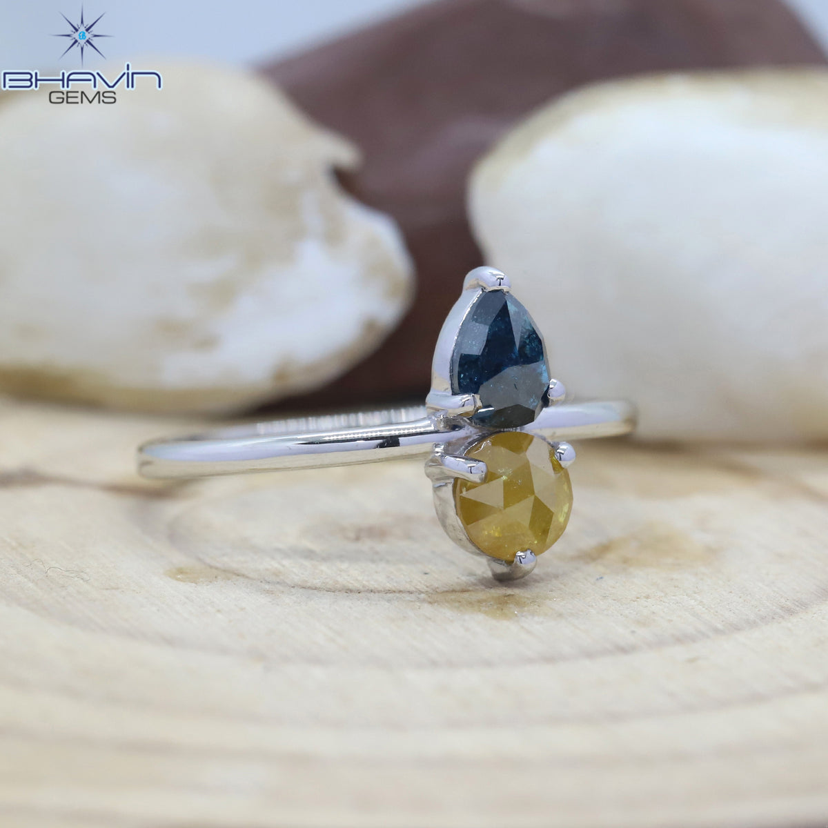 Round Rose Cut And Pear Diamond Natural Diamond Ring Gold Ring Engagement Ring