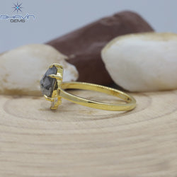 Pear Diamond Natural Diamond Ring Salt And Papper Diamond Gold Ring Engagement