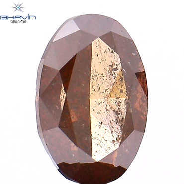 0.90 CT Oval Shape Natural Diamond Enhanced Brown Pink Color I1 Clarity (7.07 MM)