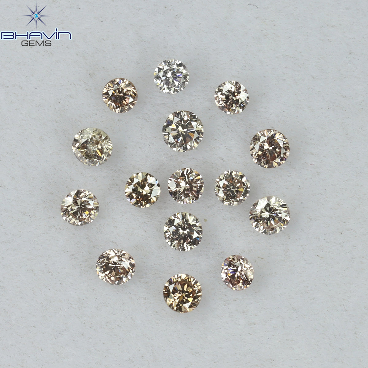 0.38 CT/15 Pcs Natural Round Diamond Brown Pink (Argyle) Color Clarity VS2 (2.00 MM)