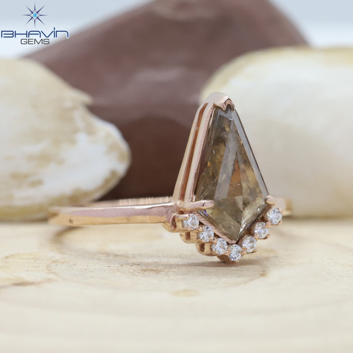 Shield Diamond, Brown Diamond, Natural Diamond Ring, Engagement Ring