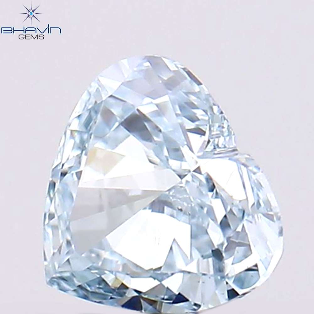 0.29 CT ハート シェイプ エンハンスト グリーニッシュ ブルー カラー ナチュラル ダイヤモンド VS2 クラリティ (4.25 MM)