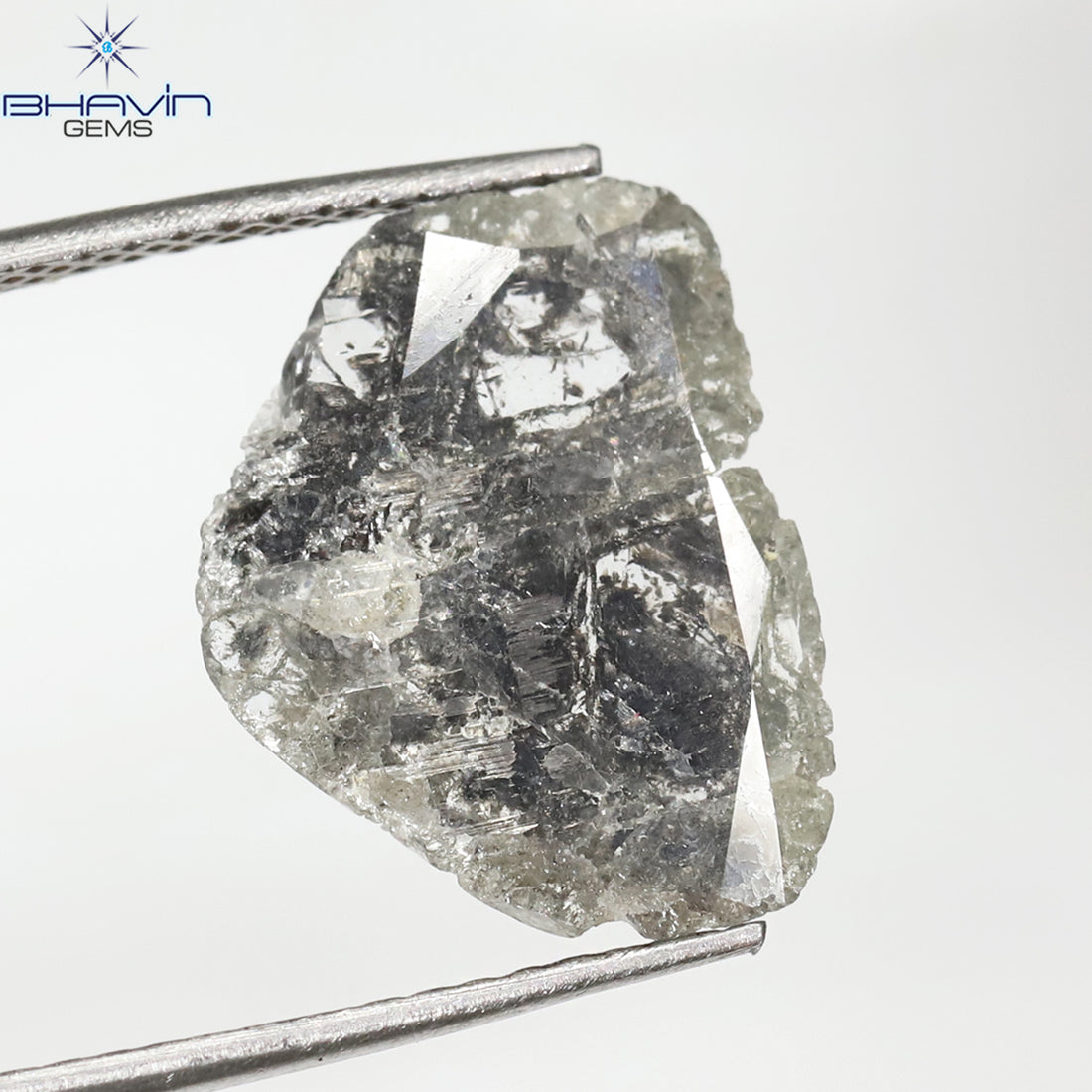 1.89 CT スライス シェイプ ナチュラル ダイヤモンド ソルト アンド ペッパー カラー I3 クラリティ (14.30 MM)